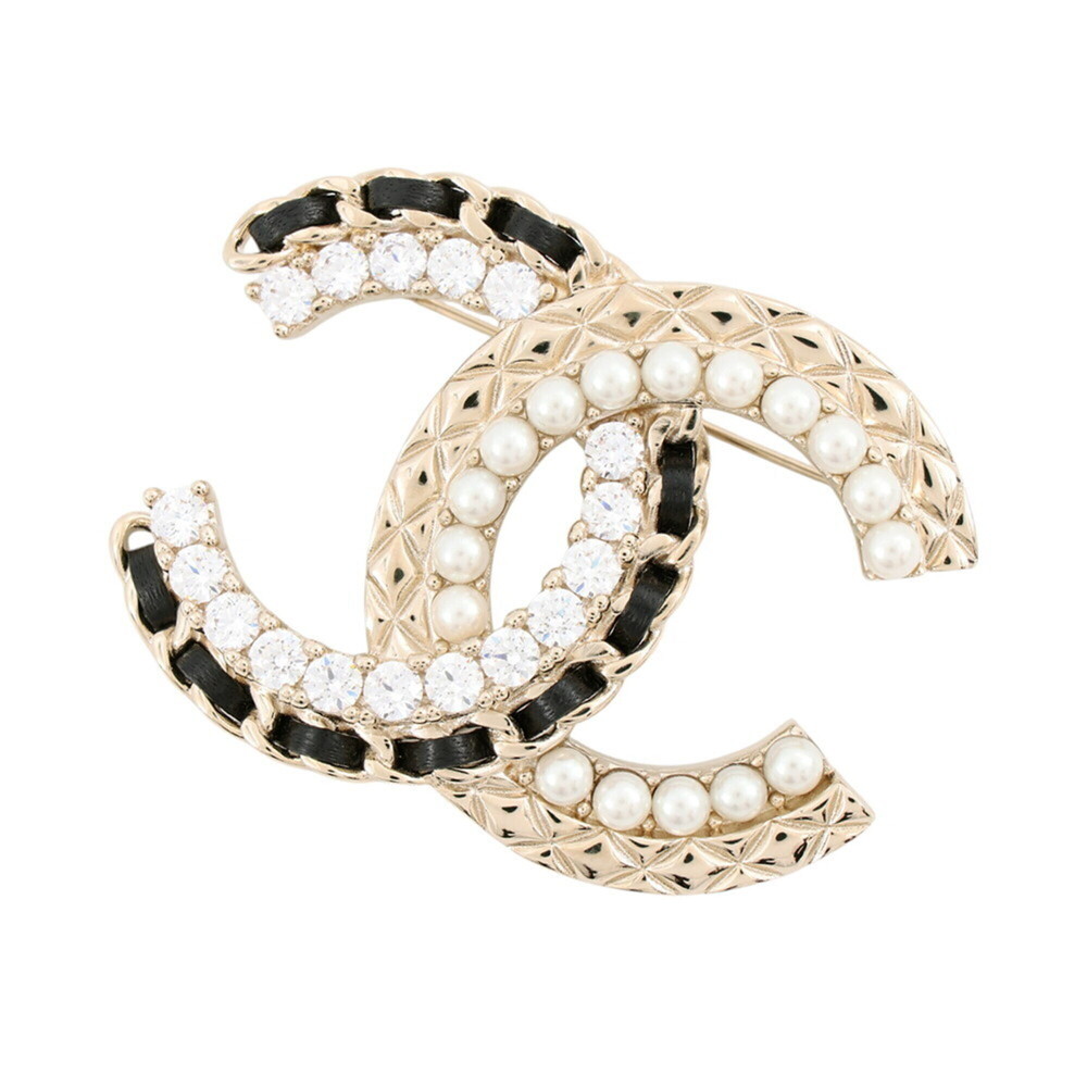 Chanel Brooch, Coco Mark Rhinestone, Faux Pearl, Lambskin, B25V AB8609 CHANEL...